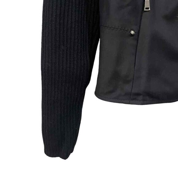 Carlisle black full zip collared fitted sweater moto jacket size 4 - Picture 4 of 12